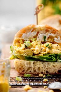 This vegan egg salad made with JUST Egg has a convincingly real eggy flavor with a creamy texture and tons of bright, herby flavor from the dill and green onions. It takes less than 15 minutes to make, perfect for a quick and flavorful brunch, lunch, spring or summer picnic, or an easy dinner. Make it a vegan sandwich by serving the eggless egg salad on toasted ciabatta buns with butter lettuce and optional sliced red onion.