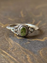 Peridot Silver Ring Dainty Ring 925 Sterling Silver Ring | Etsy UK