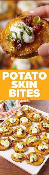 Can you spot the secret ingredient in these Potato Skin Bites that makes them so addicting? Get the recipe from Delish.com.