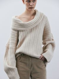 (Pre-order) Becca Oversized High Roll Knit Pullover, Birch – SourceUnknown