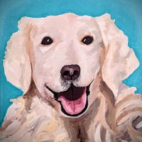 I made this fun portrait of my pet dog chip.  he's sadly no longer with us but he was a wonderful boy.  I use acrylic paints on canvas for this painting of my golden retriever.
#dogs #dogart #dogartwork #art #artwork #artist #petportraitartist #petportraits #dogpainting #acrylics #acrylicpainting #Goldenretrievers #doglovers