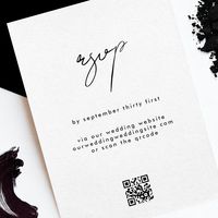 Stylish Elegant QRCODE Black White Wedding Website RSVP Card | Zazzle