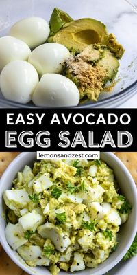 This simple Avocado Egg Salad is prepped in ten minutes and full of creamy flavor. Skip the mayo and add some extra flavor with ripe avocados. Perfect for lunch on crackers, a sandwich or as is straight from the spoon!