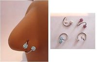 Twisted Surgical Steel Crystal Balls Nose Hoop Ring Choose 18g 16g