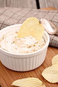 Clam Dip Recipe - Yankee Magazine: I used two 8 oz tubs light cream cheese, about 1/2 cup sour cream, a 10 ounce can of Bumblebee Baby Clams, some dried onions and onion and garlic powder. It was a little too soupy so added about 1/3 cup parmesan and microwaved for 30 second, then 30 more. Can be served cold, warm or room temperature.