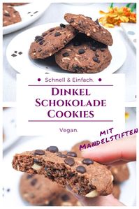 Vegane Dinkel Kekse mit Kakao, Schokolade und Mandelstiften. Sehr lecker und wirklich schnell gemacht! Lasst es euch schmecken! idorismag - Vegane Rezepte - Schnell und einfach vegan backen und vegan kochen.