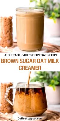 Add a touch of luxury to your morning coffee with this creamy Brown Sugar Oat Milk Creamer! This Trader Joes’ copycat recipe is rich, creamy, and dairy-free and the perfect way to add a touch of indulgence to your morning coffee. Infused with the warm sweetness of brown sugar and the smoothness of oat milk, it’s a game-changer for coffee lovers looking for a plant-based alternative. Try this easy to make  brown sugar oat milk creamer today! #plantbasedcoffeecreamers