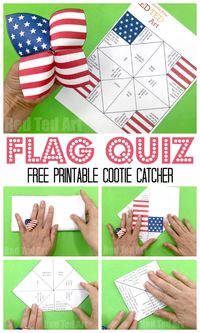 American Flag Cootie Catcher Printable - free American Flag Printable Quiz and Activity for kids on #FlagDay or #4thJuly #printable #cootiecatcher #fortuneteller #americanflag #flag