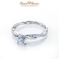 Petite Twist Style Pave Engagement Ring | Pave & Side Stones Diamond Ring