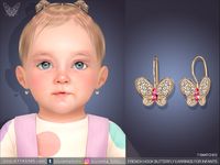 The Sims Resource - French Hook Butterfly Earrings For Infants