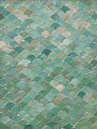 Aqua tiles in Marrakech #Morocco #scales This would look so great as the kitchen backsplash!