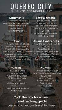 Here is a Quebec City bucket list and 20+ things to do in Quebec City. Click the link for a free travel hacking guide.