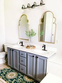 Our modern farmhouse master bathroom renovation. Master bath before and after.