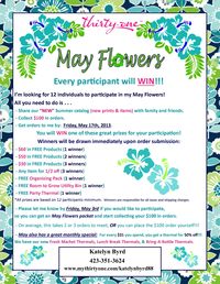 May Flowers game for Thirty-One. Everyone who participates wins a prize!!