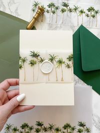 "Tropical Greenery belly bands for your DIY wedding invitations! The bright colors  are perfect for beach or destination weddings! These Vellum Wraps are 3\" wide and fit a 5x7 invite. Add a wax seal, ribbon, or your own embellishments to elevate the elegance of your invitations!  🌴 This listing is for the 3\" BELLY BAND.  🌴 Matching FULL SHEETS:  🌴 More Tropical Designs: https://www.etsy.com/shop/CZinvitations?ref=seller-platform-mcnav§ion_id=43786210 *These are pre-scored, so they are easy