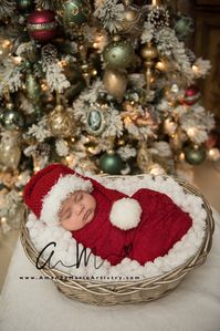 "Newborn Santa Suit - Baby Santa Set -Crochet Santa Set - Newborn photo prop , baby Christmas outfit - Santa Outfit - Christmas photo prop This Santa set is simply adorable ! The set includes a Santa hat, diaper cover and boots. The set is created with a soft acrylic yarn . The diaper cover is a pull on with a button on the back of the belt for some adjust-ability. Hat Size Chart: preemie 10\" - 12\" newborn 12\" - 14\" 0 -3 months fits 13\" - 14\" 3-6 months fits 14.5\" - 16\" 6-12 Months fits