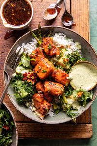 Hot Honey Crispy Salmon Bowls | halfbakedharvest.com