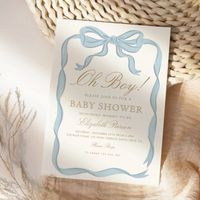 Oh boy Blue Ribbon Cute Elegant Baby Shower