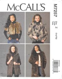 MCCALLS 7257 - FROM 2015 - UNCUT - MISSES SHRUG, JACKET, VEST & COAT