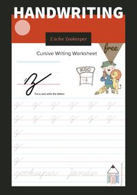 Kids learn how to form the #cursive letter, as well they practice tracing and writing. Students learn the #occupation that starts with this letter. #handwriting