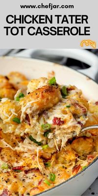 Enjoy the ultimate comfort food with Chicken Tater Tot Casserole! This easy recipe combines tender chicken, creamy sauce, and crispy tater tots for a delicious and satisfying meal. Perfect for a family dinner that everyone will love.