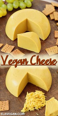 How to make vegan cheese at home with under 10 ingredients and just 10 minutes of your time (not including chill time). This dairy-free cheese is tangy, cheesy, and versatile - use it in slices, shredded, or melted into or over dishes. Plus, it's nut-free and soy-free! #vegancheese #dairyfreecheese #cheesesubstitute #cheesealternative #elasrecipes | elavegan.com