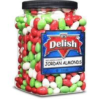 Christmas Jordan Almonds by Its Delish White, Red & Green, 3.5 lbs Reusable Jumbo Container