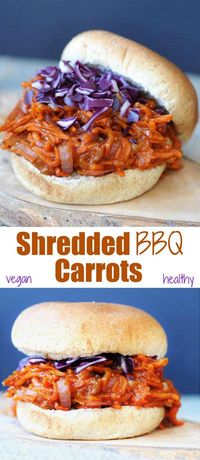 Pulled BBQ Carrots with Homemade BBQ Sauce - This recipe is made with carrots and red onion. It's so meaty, chewy, healthy, and delicious. | healthy recipe ideas @xhealthyrecipex |