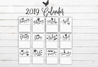 2019 Calendar Farmhouse decor calendar Minimalist Black and | Etsy