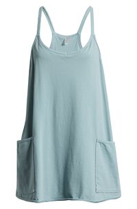 Elevate your casual ensemble as you run errands in a stretchy cotton-blend minidress flanked by spacious patch pockets and finished with a sporty racerback. 31" length (size Medium) Scoop neck Racerback Lined 95% cotton, 5% spandex Machine wash, dry flat By Free People; imported