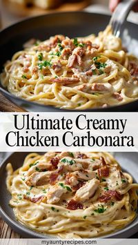 Discover the secret to making the ultimate creamy chicken carbonara that will impress your family and friends. This rich and flavorful dish combines tender chicken, crispy pancetta, and a luscious sauce that clings to al dente pasta for a meal that's pure comfort.