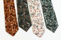 FREE SHIPPING within USA on orders over $35 and in Canada on orders over $75 Four different colors to pick from, Pick one or buy all colors in same design for your wedding party. Example Groom can wear cream floral tie and Groomsmen can wear cinnamon floral tie, fathers can wear Dark green tie with all same floral patterns. This wild flower tie will bring a stylish look to your attire. An elegant floral pattern on cream base, cinnamon color base, Dark green or dark eucalyptus base that has burnt