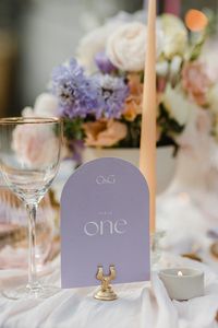 Table Number Sign Modern Lilac Wedding Ideas Michelle Huggleston Photography #wedding #tablenumber