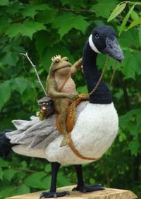 Needle Felted One of a kind Toad and Canada Goose by McBrideHouse