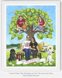 Thoughtful 25th anniversary gift for wife - YOUR own fully customized family tree painting that tells your unique life story. Each painting is created specifically for your family as an unforgettable gift your wife will treasure forever and pass on to the future generations of your descendants. Personalized family tree is more than just a gift. It's also an experience that brings your family together and becomes a future family heirloom. #custommadegifts #giftsforwife #anniversarygifts