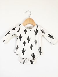 Organic baby onesie in cactus print, baby onesie, long sleeve bodysuit, organic baby clothes, baby c