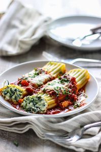 Spinach and Three Cheese Manicotti - The Cooking Jar