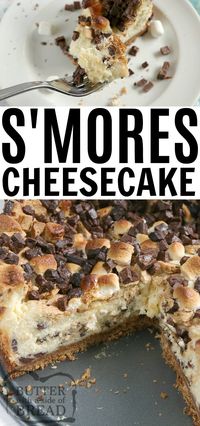 S'mores Cheesecake is a rich homemade cheesecake that is topped with chopped Hershey bars, graham cracker pieces and mini marshmallows. Making cheesecake from scratch has never been so decadent!