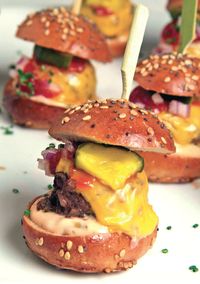 Mini Burgers w/ Cheddar Cheese & Remoulade ~ from Wolfgang Puck