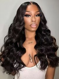 13x4 transparent lace Wavy middle part wig 26”