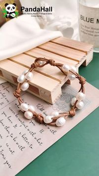 A bracelet simple yet creative, interesting and with a lot of fun For christmas. [Main Materials] Large hole pearl beads, oval; Korean waxed polyester cord. #pandahall usstock #threads & cord #jewlry making #bracelet