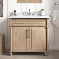 Home Decorators Collection Aberdeen 36 in. Single Sink Antique Oak Bath Vanity with Carrara Marble Top (Assembled) Aberdeen 36AO - The Home Depot