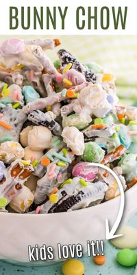 An Easter dessert the kids can help make! Bunny Chow Candy will brighten up your spring with sweet crunchy taste that no one can resist. This sweet and salty candy is packed with Oreos and holiday M&M's.