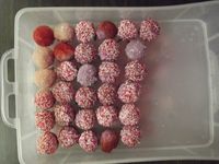 Valentine Cake Balls  I made over 200 of them for the kid to take to school