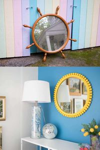 I found this dated nautical mirror at the flea market and gave it a chic modern makeover. See how a thrifted mirror was easily turned into this DIY mirror frame with wooden balls.