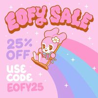 📣 EOFY SALE 📣 I’m doing a big sale to make room for some new things coming soon. Get 25% OFF almost everything (Excludes art toys and handmade items). Offer ends 26th June. But wait...there is more! I’ve also added HALF PRICE items such as all postcard prints, enamel pins, and embroidered patches - all of which will not be restocked so this is your last chance to scoop them up for half the retail price. Worldwide shipping from Aus 🇦🇺 Thanks for the support 🩵