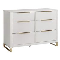 MoDRN Glam 6 Drawer Dresser, Bianca White with Satin Brass - Walmart.com