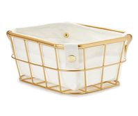 Enjoy effortless storage with this bin that holds all your essentials in a stylish gold frame and canvas lining. It's perfect for the office, closet, playroom or living room.