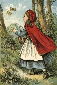 size: 18x12in Giclee Print: Little Red Riding Hood Catching Butterflies by English School :