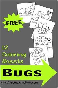 Free Bug Coloring Pages for Toddler, Preschool, prek, kindergarten, first grade, 2nd grade. These coloring sheets are perfect for spring and to improve fine motor skills.